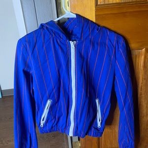 Blue and red striped jacket